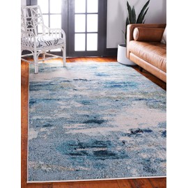 Unique Loom Chromatic Collection Modern & Vibrant Abstract Area Rug for Any Home Décor, 5 x 8 ft, Light Blue/Beige