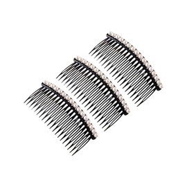 QUETTO 3 Pcs Pearl Hair Side Comb - Decorative Rhinestone Crystal Combs for Women's Bridal and Wedding Hairstyles