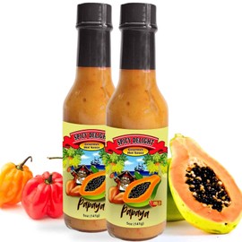 Spicy Delight Papaya Habanero Hot Sauce - Aruba Hot Sauce Made With Habanero Pepper, Papaya, and Spices, Caribbean Inspired Sweet Spicy Sauce, Gluten Free, Vegan, 2-pack