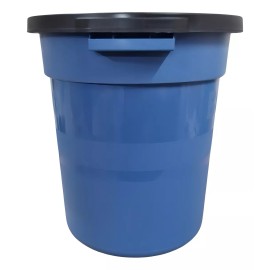 Anforama- Alduchi Bote Con Tapa Contenedor Recipiente Almacenamiento 40 Litros Color Azul Acero