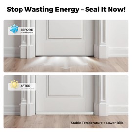 Silicone Weather Stripping Door Seal Strip - 35mm Width Draft Stopper Under Door Gap Filler, 33FT Strong Adhesive Soundproof Tape for House, Glass Shower, Windows & Doors(White)