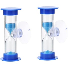 2Pcs Blue Toothbrush Timer for 2mins Sand Clock Timer 2 Minute Sand Timer, Plastic Suction Cup Hourglass Sandglass Desktop Ornament Party Favors Kitchen Utensils and Gadgets