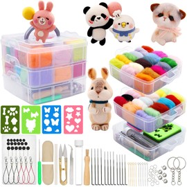 Needle Felting Kit 109 Pieces Set, Wool Roving 36 Colors with Complete Felt Tools and Storage Box Needle Felting Starter Kit for DIY Craft Animal Home Decoration Birthday Present