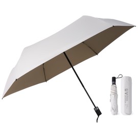 Vialifer Parasol, Hand Opening, UV Protection, 100% Fully Blackout, Heat Blocking, Ultra Lightweight, Folding Umbrella, Class 1 Light Blocking, 6 Ribs, Compact, Manual Opening/Closing, Folding