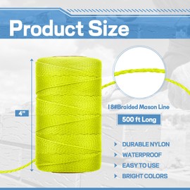 Amylove 6 Roll Mason Nylon String 500 Feet Nylon Braided Twine String Heavy Duty Outdoor Twine Rope Hanging Masonry Lines for Construction DIY Project Gardening(Assorted Colors)