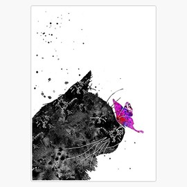 Cat and Butterfly Bumper Sticker Vinyl Decal 5"