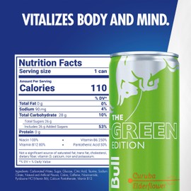 Red Bull Green Edition Curuba Elderflower Energy Drink, 8.4 Fl Oz, 24 Cans (6 Packs of 4)