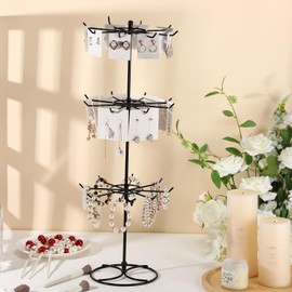 Tandefio 2 Pcs Rotating Bracelet Display Stand Jewelry Rack Metal Adjustable Display Holder with Hooks Organizer for Necklace(3 Tier)