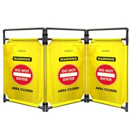 Essentially Yours "Do Not Enter Foldable Safety Barricade | High Visibility Yellow 3 Foot Portable Safety Barrier with Heavy Duty PVC Frame