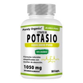 Potasio Citrato Orgánico 90 Cápsulas, Purely Organics. Sabor Sin sabor
