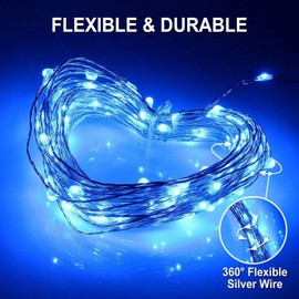 Oreunik Solar String Lights Outdoor, 2 Pack 2×120LED Garden Solar Lights Waterproof Solar Fairy Lights 40Ft 8 Modes Decoration Lighting for Garden, Patio, Party, Wedding,Christmas (Blue)