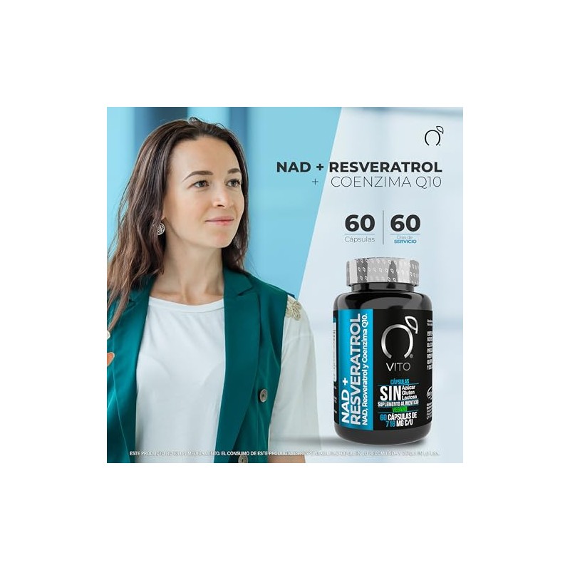 VITO - NAD+ con Resveratrol y Coenzima Q10-60 Cápsulas Veganas