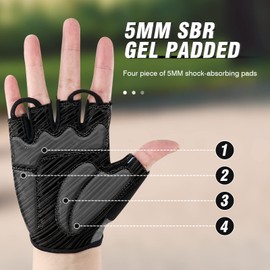 HTZPLOO Bike Gloves Cycling Gloves Biking Gloves for Men Women with Anti-Slip Shock-Absorbing Pad,Light Weight,Nice Fit,Half Finger Bicycle Gloves (Deep Gray, Medium)