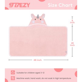 TBEZY Hooded Towel for Kids 100% Cotton Ultra Soft with Unique Animal Design Large for Infants 3-10 Years (Unicorn)