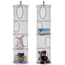 Hanging Mesh Storage Bag, Pack of 2 Mesh Hanging Storage Basket, Foldable Storage Nets, Hanging Organiser, Mesh Hanging Storage Basket, Children for Bedroom, Small Clothes, Socks, Toys