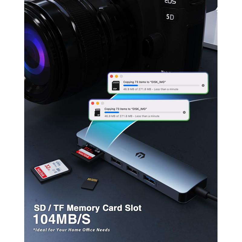 Tymyp USB C HUB, 6 in 1 USB C Adapter