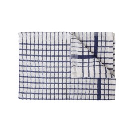 Alanna Jones Set of 2, 45 x 65 cm Large 100% Cotton Luxury Check Soft Kitchen Tea Towels Perfect for Household and Professional Restaurant Bar Catering Kitchen Dish Cloth (Navy)