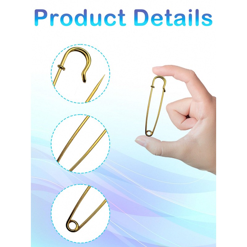 Large Safety Pins,15Pcs 63mm/2.5" Large Safety Pins Heavy Duty Metal