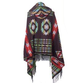Uyuni Women's Bohemian Casual Shawl Fringe Poncho Loose Vintage Patterned