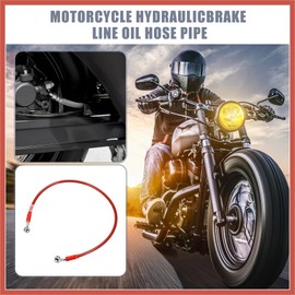 ACROPIX 70cm 27.56" Length 10mm ID Motorcycle Hydraulic Brake Line Oil Hose Pipe 28° 0° Stainless Steel Braided Cable for ATV Motocross Sport Bikes Red Car Parts