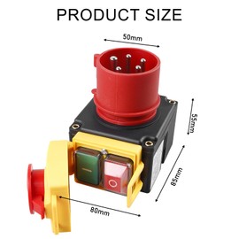 Machine Switch, Device Switch, 3-Phase 400 V Emergency Stop Switch with CEE Plug, Waterproof Electromagnetic Switch, Zero Voltage Switch, Motor Protection Switch