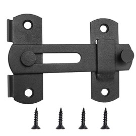Roucerlin 3.9 Inch 180°Sliding Barn Door Lock with Screws, Stainless Steel Sliding Door Latch, Flip Gate Latch Lock Bolt Hardware for Home Bathroom Wine Cabinet Garage Window Garden Black（1 Pack）