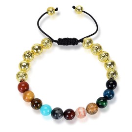 West Coast Jewelry Solar System Natural Stone Beaded Adjustable Bracelet - 8mm Coated Golden Lava