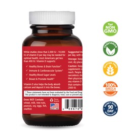 Pure Essence Labs Vitamin D - 5000 IU of Vitamin D from 100% Pure Cholecalciferol - 30 Vegetarian Capsules