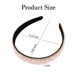 Amariver Rhinestone Headband Champagne Pearl Headband Sparkly Headbands for Women Crystal Bling Hair Band Glitter Head Band Fashion Hair Accessories for Women Girls