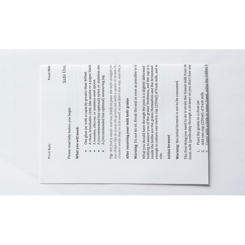 Pro-U Kefir - Fresh Milk Kefir Grains (for Home-Made kefir)