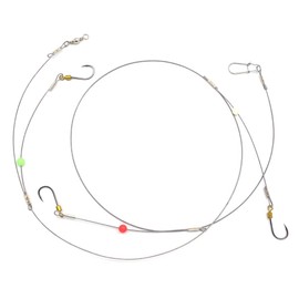 Fishing Hook Rigs with 49 Strands Steel Leaders-Saltwater Surf Fishing Tackle Kit Heavy Duty Hooks 7 * 7 Strands Steel Wire with Nylon-Coating Leader (12#, 3 Hooks Rig)