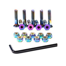 Skateboard Hardware 9PCS Bolts Set Deck Mounting Screws Nuts Hex Key Skate Parts Outfits Color Fasteners Longboard Cruiser Best Mounting Parts (Dazzling, 1)