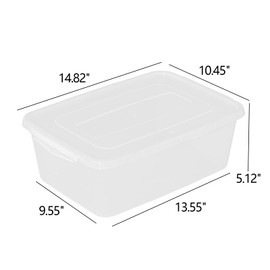 Parlynies 4-Pack Plastic Storage Containers with Latch Covers, BPA Free Stackable Fridge Organizer Bins, 14 L, Clear