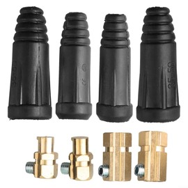 2 Sets Welding Cable Quick Connector Pair 200Amp-300Amp For #4 AWG 35-50 Sq Mm Copper Conductor With Male Female Coupling Accessories, For Industrial Plasma Cutters And Welding Equipment