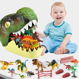 BEZHGOC Dinosaur Toys for Boys, 45 Pieces Dinosaur Figures Playset for 2 3 4 5 Year Old Boy Girl Gift Fun Educational Birthday Gift with Eggs&Trees&Fence to Create a Dino World