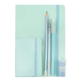 Emartbuy Cool Stationery Unique Gift Set with Pastel A5 and A7 Notebook Journal Gel Pen Pencil in Ribbon - Blue