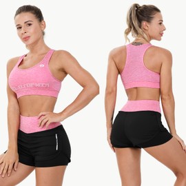 JULY'S SONG Yoga Kleidung Anzug 5er-Set Trainingsanzug Laufbekleidung Gym Fitness Kleidung (Pink, M)