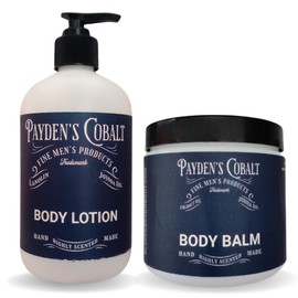 Payden's Cobalt Mandarin Oak For Men Scented Body Lotion and Body Balm Set, 12 Oz Lotion - 16 Oz Body Balm