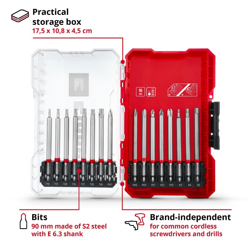 Original Einhell M-Case 16-Piece bit Set (for Cordless Screwdrivers and