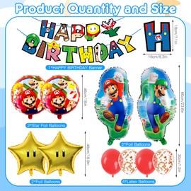 11pcs Super Brother Birthday Party Decoration, Birthday Balloons, Happy Birthday Banner, Foil Balloons Party Supplies for Boys Girls Kids Birthday Party