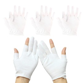 Lilbitty 3 Pairs Cotton Gloves for Dry Hands, Moisturising Gloves for Dry Hands, Moisturising Gloves, Overnight Cotton Gloves, White