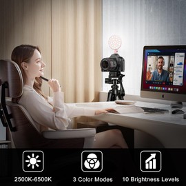 Hagibis LED Video Light, 2500mAh Rechargeable Camera Light, CRI97+ Dimmable Ring Light with Cold Shoe Mount, Portable Photography Lighting for Camera Phone Photography, Vlog Filming&TikTok Live(Pink)