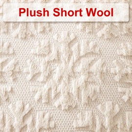 OTOSTAR Set of 2 Xmas Soft Plush Short Wool Velvet Decorative Throw Pillow Covers Square Luxury Style Cushion Case Pillow Shell for Sofa Bedroom Snowflake Cream Beige, 14x14 Inch