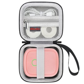 Elonbo Carrying Case for PikDik L12 Mini Bluetooth Label Maker Machine, Portable Wireless Handheld Label Printer Travel Protective Bag Storage Holder,Mesh Pocket Fits Label Paper Tape Cable.Black+Grey