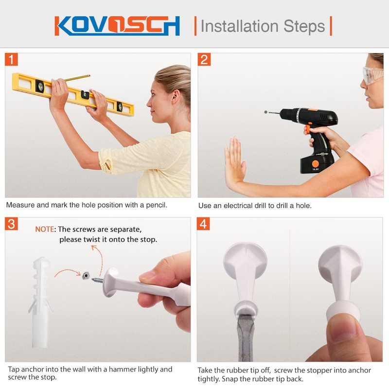 KOVOSCH 16 Pack Solid Rigid Door Stops - Heavy Duty