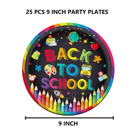 Back to School Supplies, Back to School Plates, Welcome to School Decorations, ZD First day of School Supplies for PRE K Preschool Kindergarten 1st Grade, Welcome to School Decorations, 9 Inch, 25Pcs
