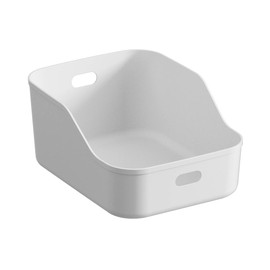 NEPA Market White Plastic Bins/Storage Organizers - Pantry Baskets, Bins for Shelves, Organizer and Storage for Bathroom, Bedrooms, Kitchens and More - Large Size (Case - 24 Pack)