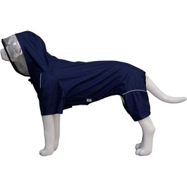 Four-Legged Full Coverage Waterproof Dog Raincoat with Reflective Features Pet Raincoats for Large Medium Small Dogs Navy blue 2XL