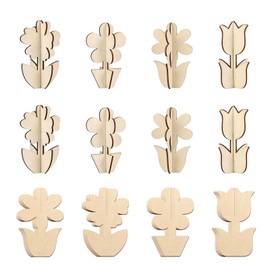 Cosmeria Children's Craft Set with Unique 3D Flower Shape Wooden Crafts, 24 Pieces, Lightweight and Stable Creative Decoration