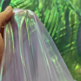 3 Yard Magic Rainbow Laser Gradient Organza Lace Fabric,Iridescent Holographic Gauze Fabric for Wedding Dress,Curtain,Photography Background,Party,DIY Supplies,Home Decor (Magic Light Purple)